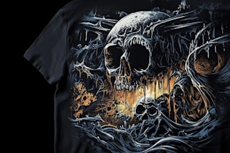 make dark art, horror or skull illustration tshirt design