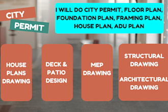 do city permit, floor plan, foundation plan, framing plan, house plan, adu plan