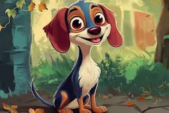 design a custom disney pet portrait illustration