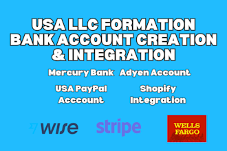 set up USA business bank account, mercury bank wells fargo payooner paypal wise