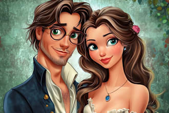 design a professional disney couple portrait