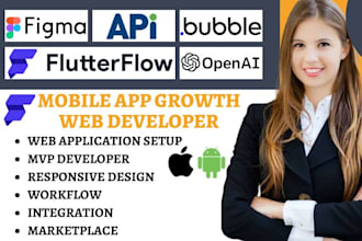 build bubble io website mvp web apps API openai integrations flutterflow figma