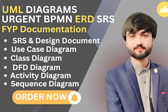 do uml, use case, class diagram, bpmn diagram, erd diagram, dfd, srs, urgent