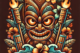 custom designed aloha tiki bar mask logo