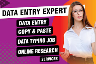 be your virtual assistant for data entry, web research, typing and copy paste