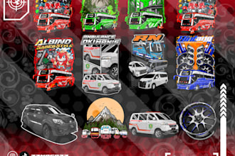 draw vehicle vectors for tshirt and merchandise designs