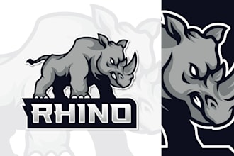 make unique mascot hooligan rhinoceros logo