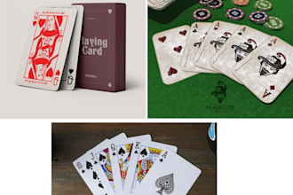 do modern poker playing cards, custom card, tarot cards, board game logo design