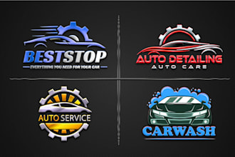 do modern auto detailing, automotive, auto repair and car wash logo design