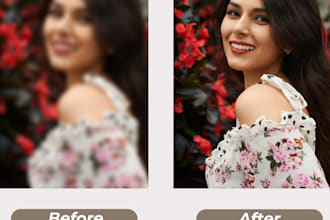 do photo retouching, fix blurry photos, background removal and enhance photos