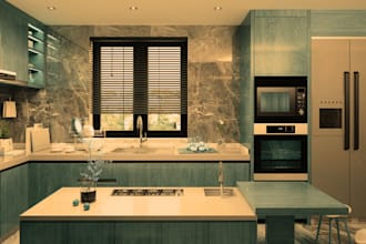 do virtual renovation, real estate staging, 3d rendering of room, kitchen patio