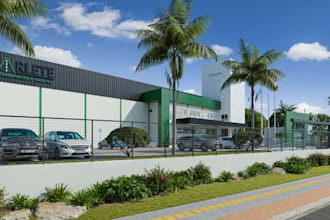 create 3d company interior,exterior design,commercial budling office rendering
