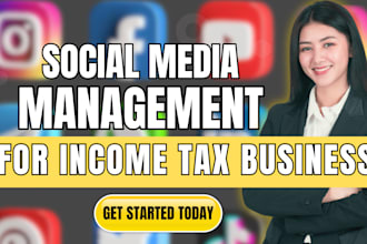 manage social media marketing for income tax, tax preparation, and finance