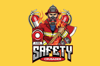 design high quality esport firefighter logo with express delivery