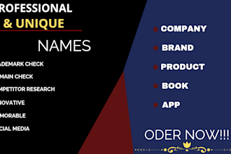 create catchy and memorable brand names, bussines names, product names, slogans