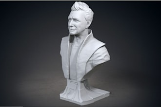 portrait art sculpture, miniature figurine head bust character statue, zbrush