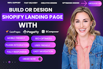 build shopify landing page with pagefly, gempage, ecomposer page builder