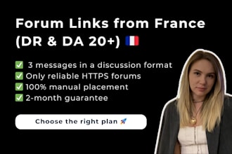 15 crowd links manually placed on french forums in a discussion format