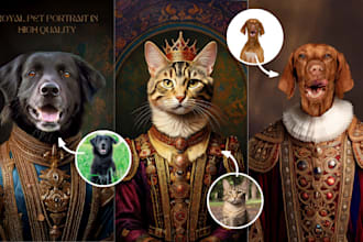 create a custom royal pet portrait in renaissance style