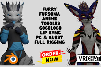 do custom vrchat avatar 3d nsfw, furry avatar, vrc avatar, vr character vr model