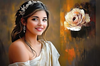 draw realistic digital oil painting from your photo