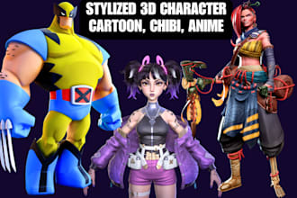 stylized 3d character model cartoon character design 3d model rigging for game
