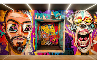 create trendy graffiti portraits and graffiti street art