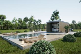 renew 3d container house, realistic vacation house, warehouse,render environment