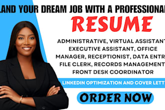 write professional administrative ats resume, admin, virtual assistant, clerk
