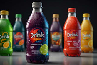 custom 3d product label design for drink, sport drink, beverage, soda, energy