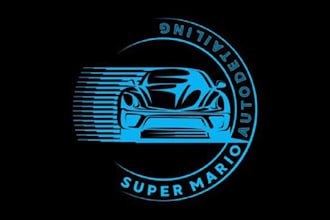 design pictorial super mario auto detailing logo