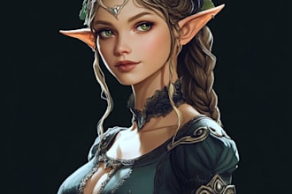 do fantasy dnd character logo and friendship portrait