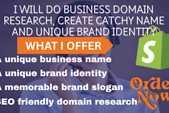 do business domain research, create catchy name and unique brand identity