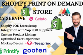 setup shopify print on demand store using teespring, gooten, printful, printify