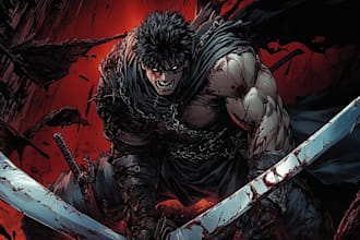 draw custom dark berserk style art in high quality