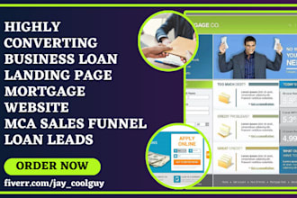 design business loan landing page mortgage website mca sales funnel loan leads