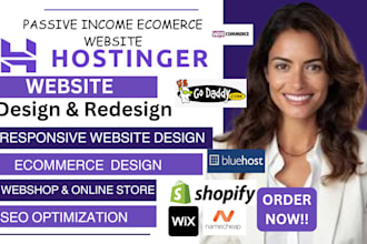 do passive income wordpress website on hostinger godaddy wix bluehost  shopify