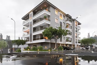 3d apartment design,facade,loft house, garage, interior,high rise,outdoor render