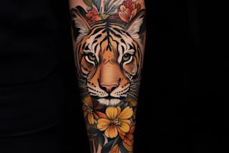 do create floral, botanical tattoo design with