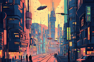create a futuristic, cyberpunk, sci fi metropolis without using ai