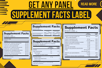 create any panel for your supplement facts label