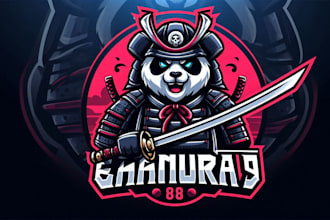 design amazing samurai panda logo with creative concepts