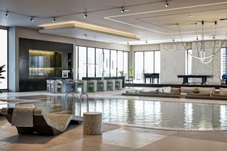 aesthetics 3d office,interior design,hotel,3d break room pantry,render in corona