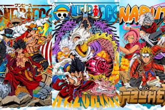draw anime japan style naruto one piece dragon ball car tshirt fashion design