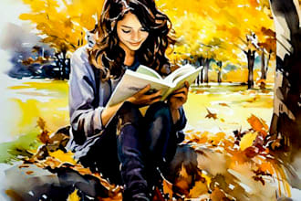 make hand drawn children story book illustration watercolor and story book cover