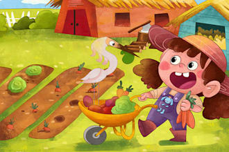 draw cute children story book illustrations