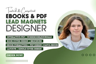create PDF lead magnet, brochure, ebook cover design workbook, company profile