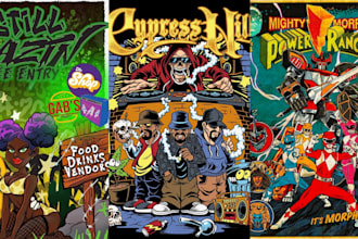 draw pop art punk retro hiphop cartoon event flyer poster design album cover art