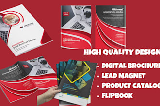 create digital brochure, bifold trifold brochure design catalog, magazine design