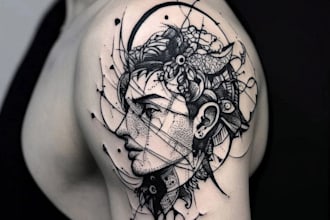 create your line art custom tattoo design and illustration